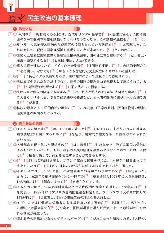 20日完成 スピードマスター政治・経済問題集 | 山川出版社
